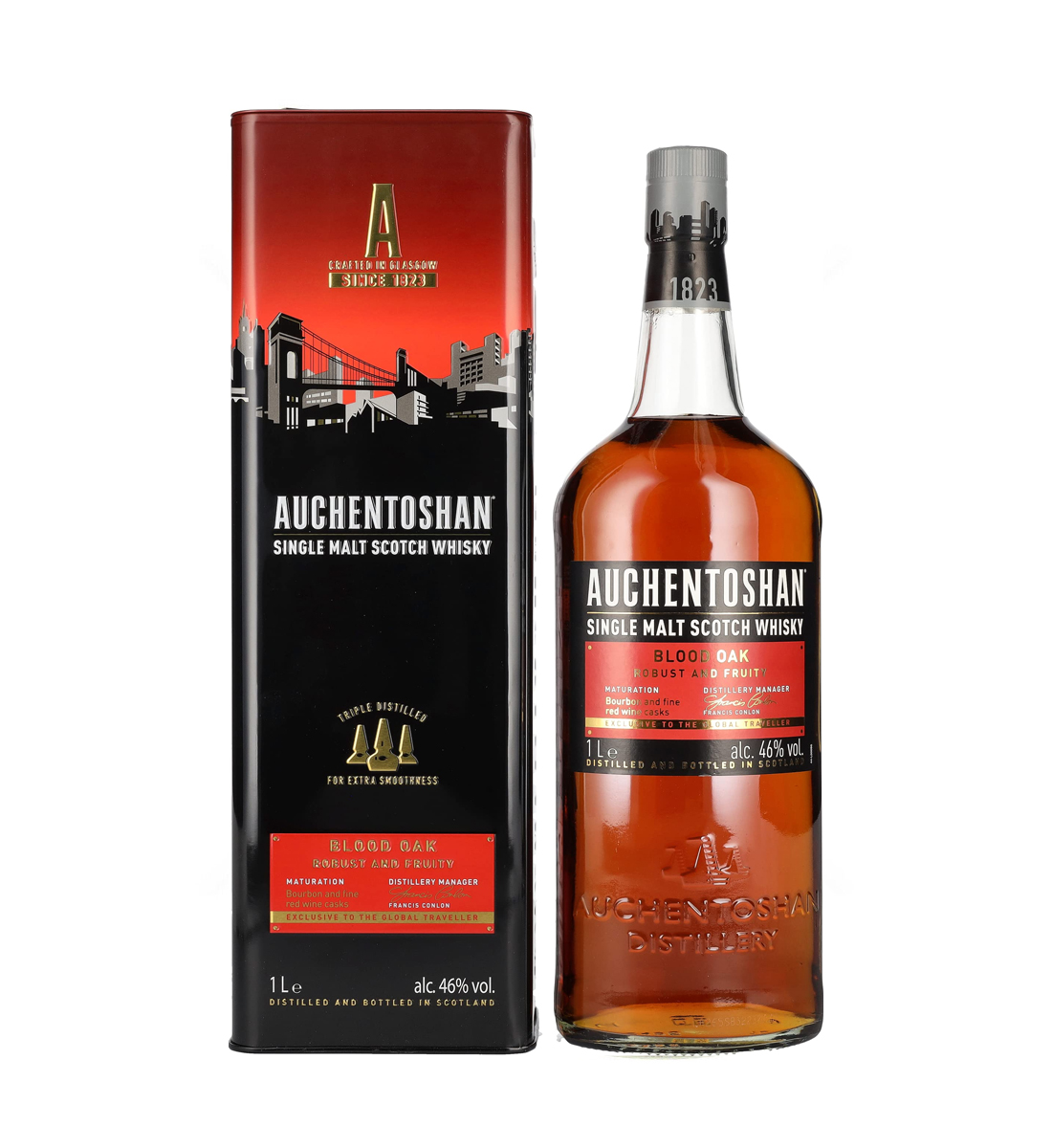 Auchentoshan Blood Oak Lowland Single Malt Scotch Whisky 1L